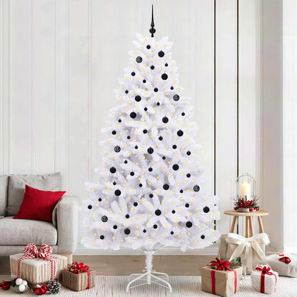 vidaXL Artificial Hinged Christmas Tree White 240 cm PVC and Steel - 52751