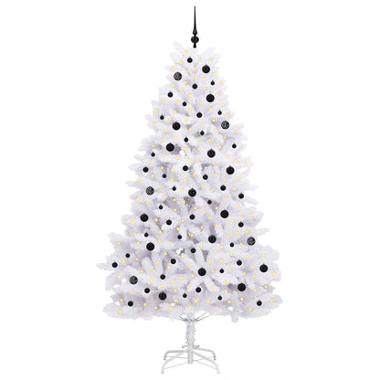 vidaXL Artificial Hinged Christmas Tree White 240 cm PVC and Steel - 52751
