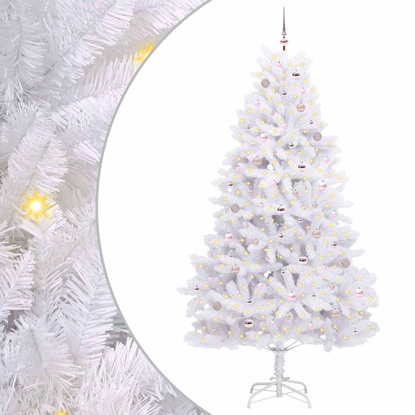 vidaXL Artificial Hinged Christmas Tree White 240 cm PVC and Steel - 52752