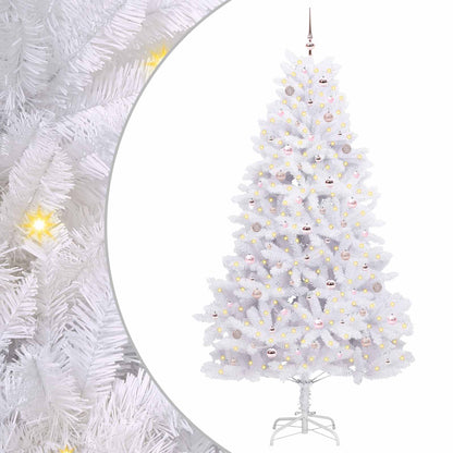 vidaXL Artificial Hinged Christmas Tree White 240 cm PVC and Steel - 52752