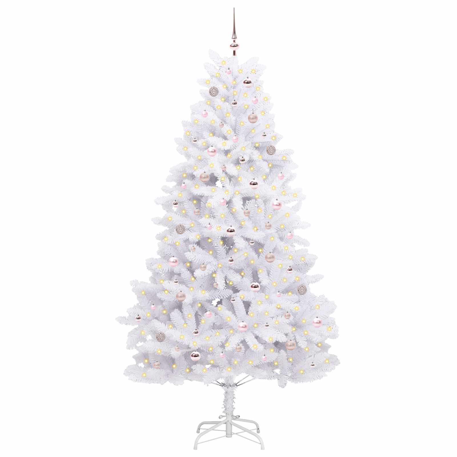 vidaXL Artificial Hinged Christmas Tree White 240 cm PVC and Steel - 52752