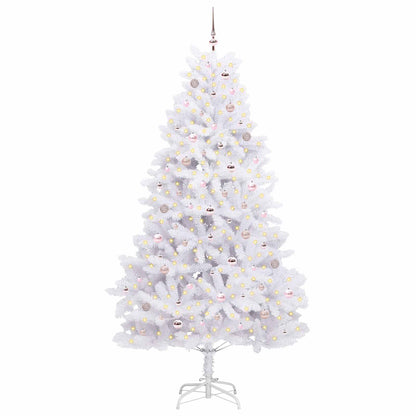 vidaXL Artificial Hinged Christmas Tree White 240 cm PVC and Steel - 52752