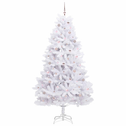 vidaXL Artificial Hinged Christmas Tree White 240 cm PVC and Steel - 52752