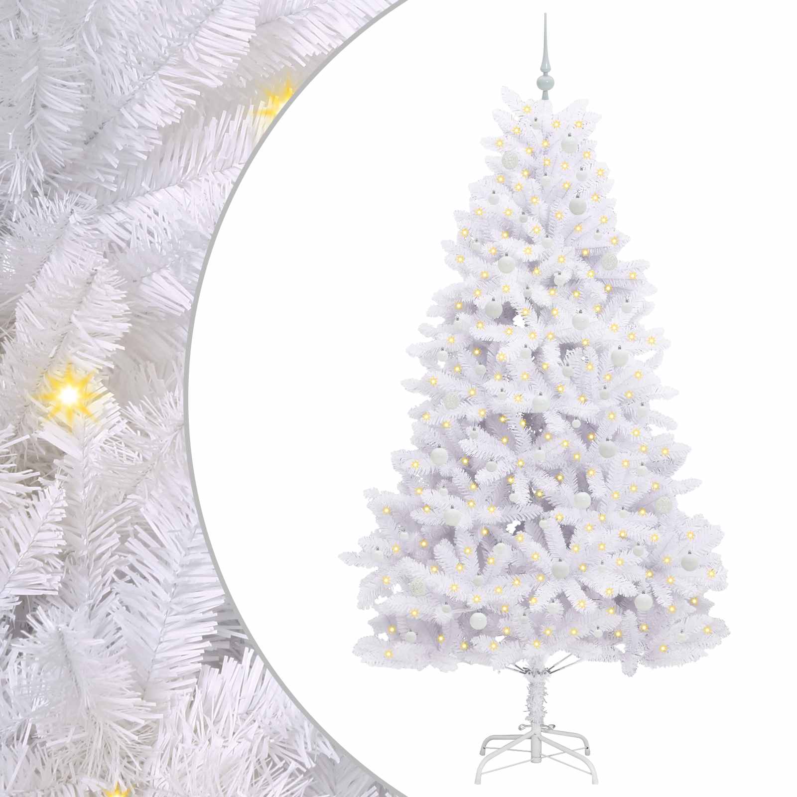 vidaXL Artificial Hinged Christmas Tree White 240 cm PVC and Steel - 52763