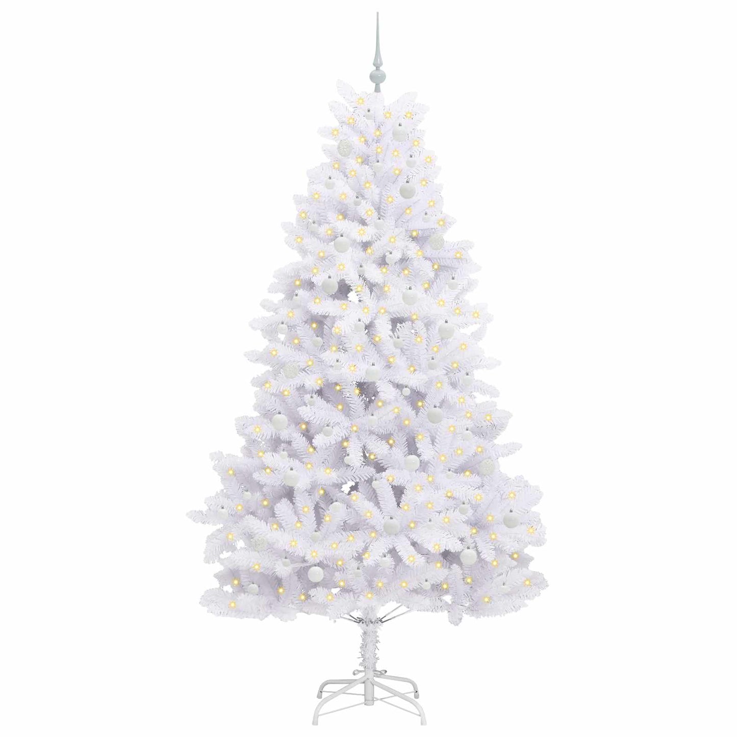 vidaXL Artificial Hinged Christmas Tree White 240 cm PVC and Steel - 52763