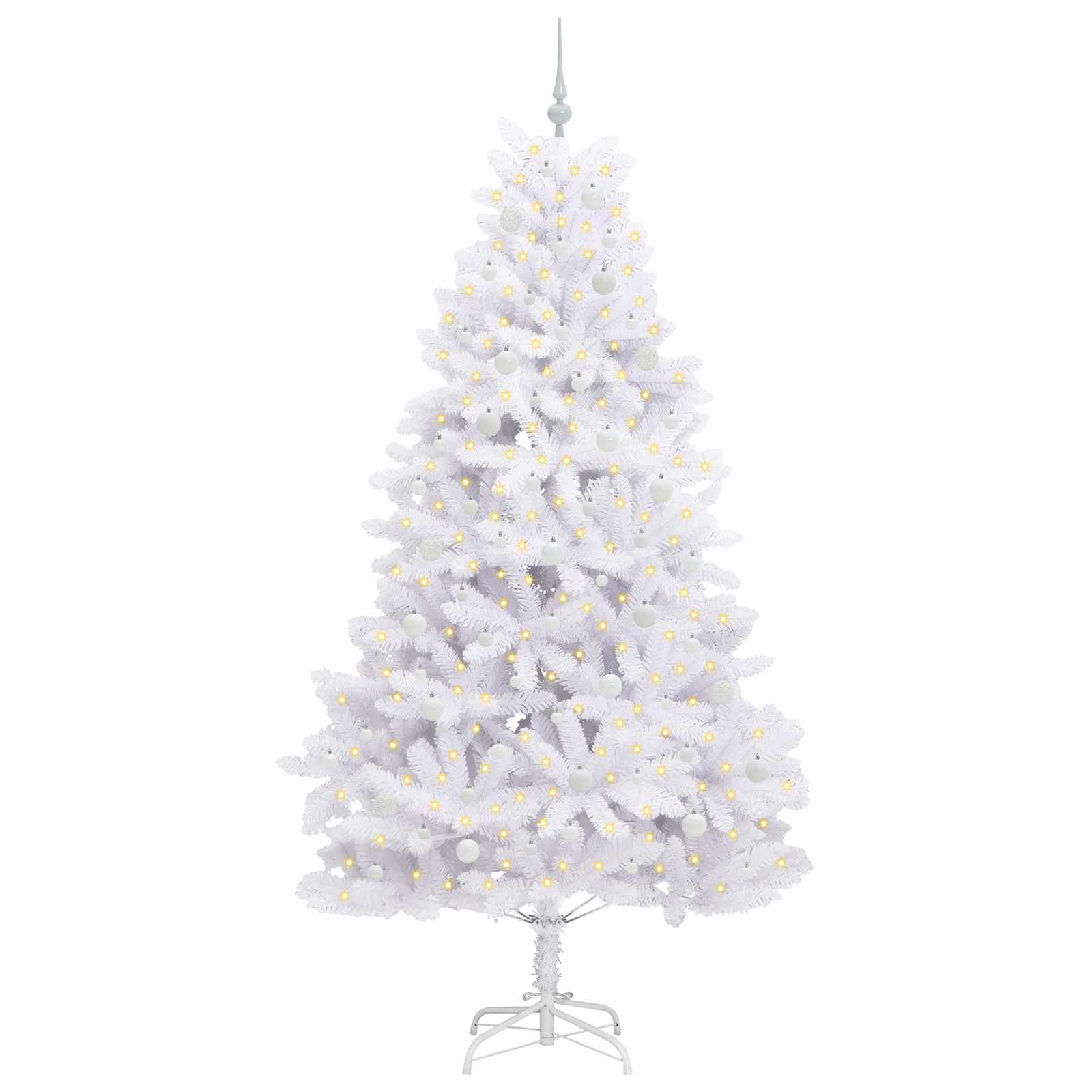 vidaXL Artificial Hinged Christmas Tree White 240 cm PVC and Steel - 52763