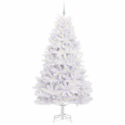 vidaXL Artificial Hinged Christmas Tree White 240 cm PVC and Steel - 52763