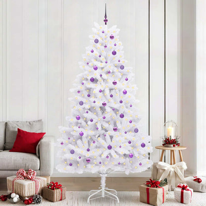 vidaXL Artificial Hinged Christmas Tree White 240 cm PVC and Steel - 52766