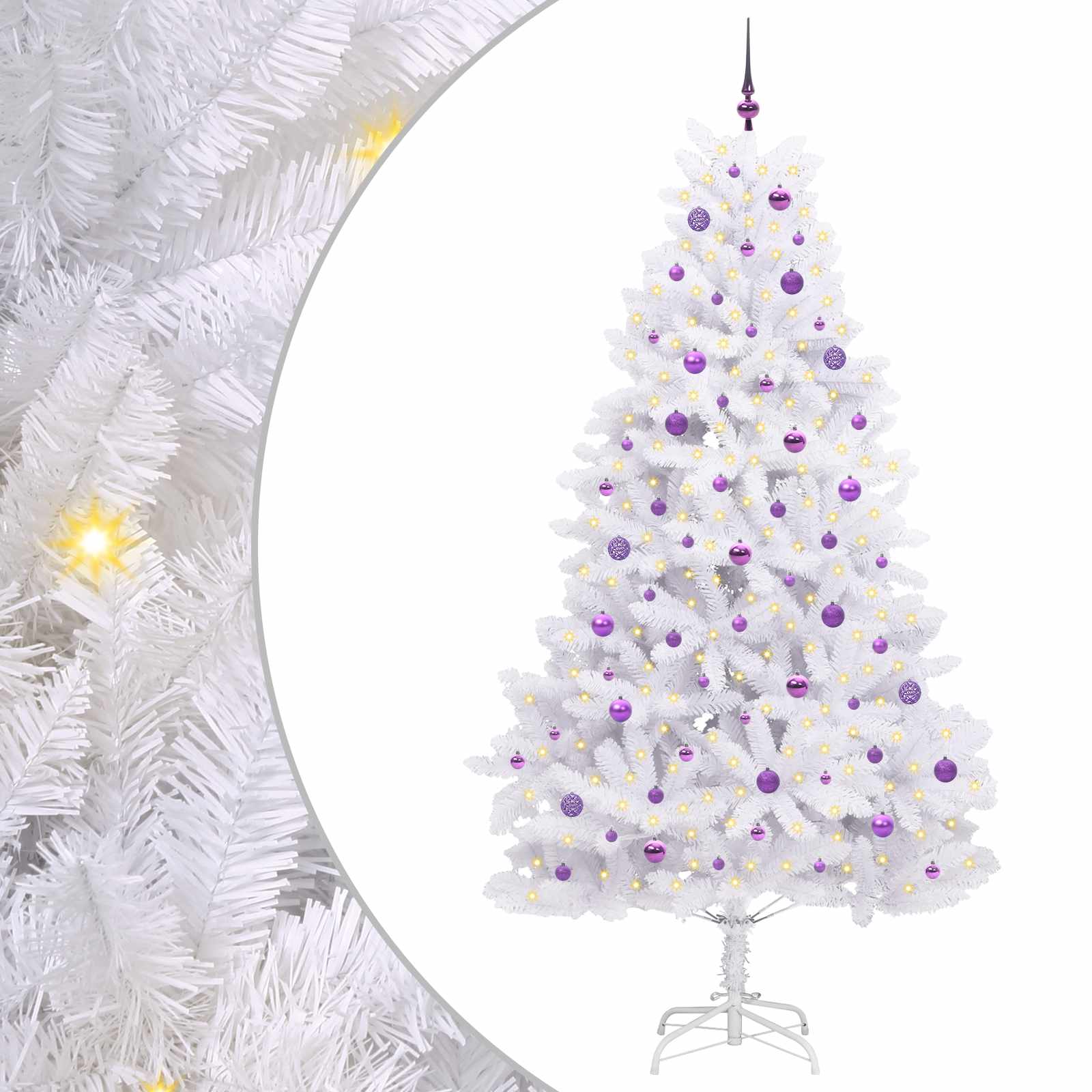 vidaXL Artificial Hinged Christmas Tree White 240 cm PVC and Steel - 52766
