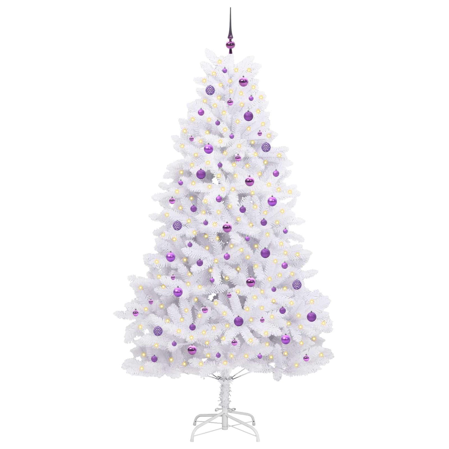 vidaXL Artificial Hinged Christmas Tree White 240 cm PVC and Steel - 52766