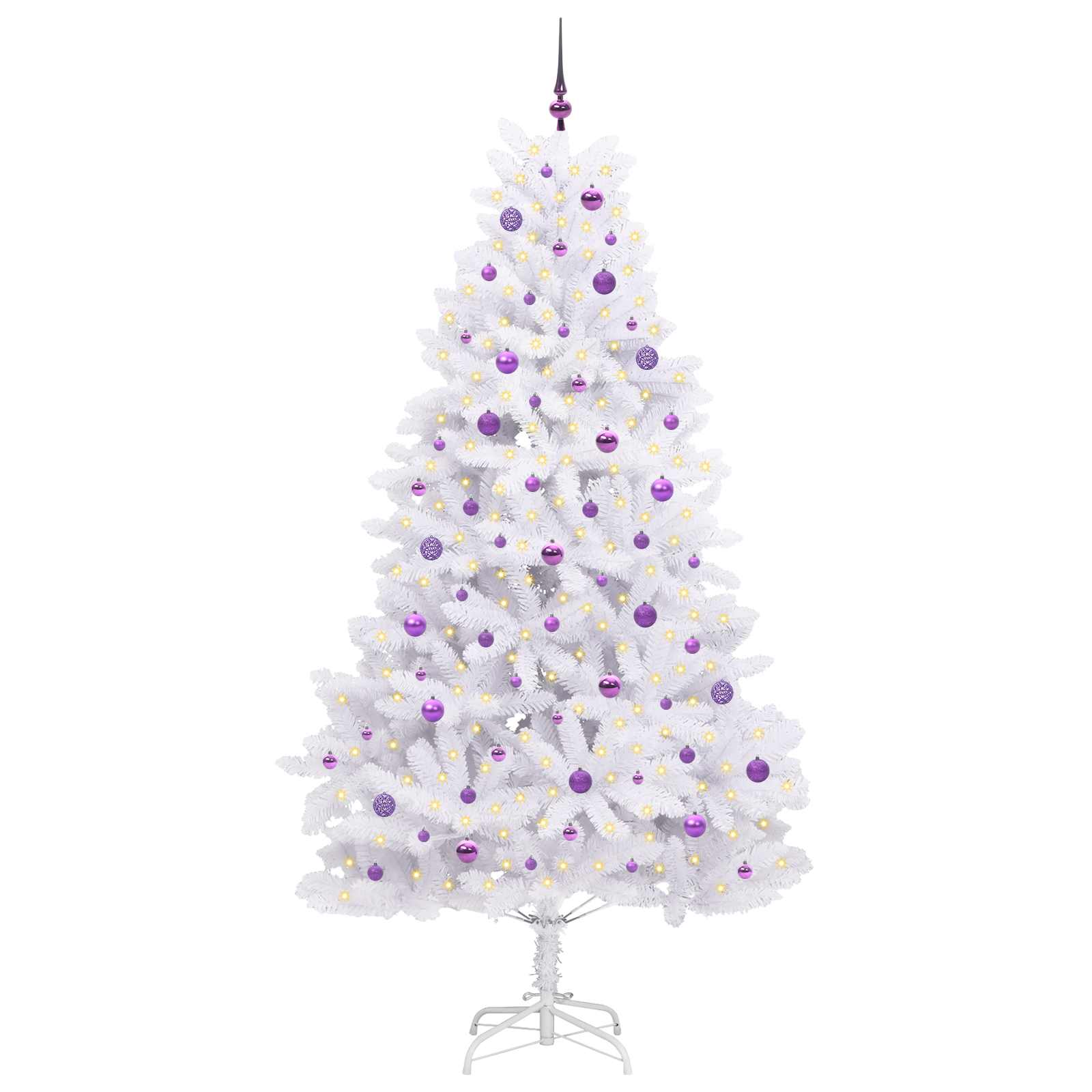 vidaXL Artificial Hinged Christmas Tree White 240 cm PVC and Steel - 52766