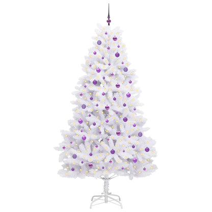 vidaXL Artificial Hinged Christmas Tree White 240 cm PVC and Steel - 52766