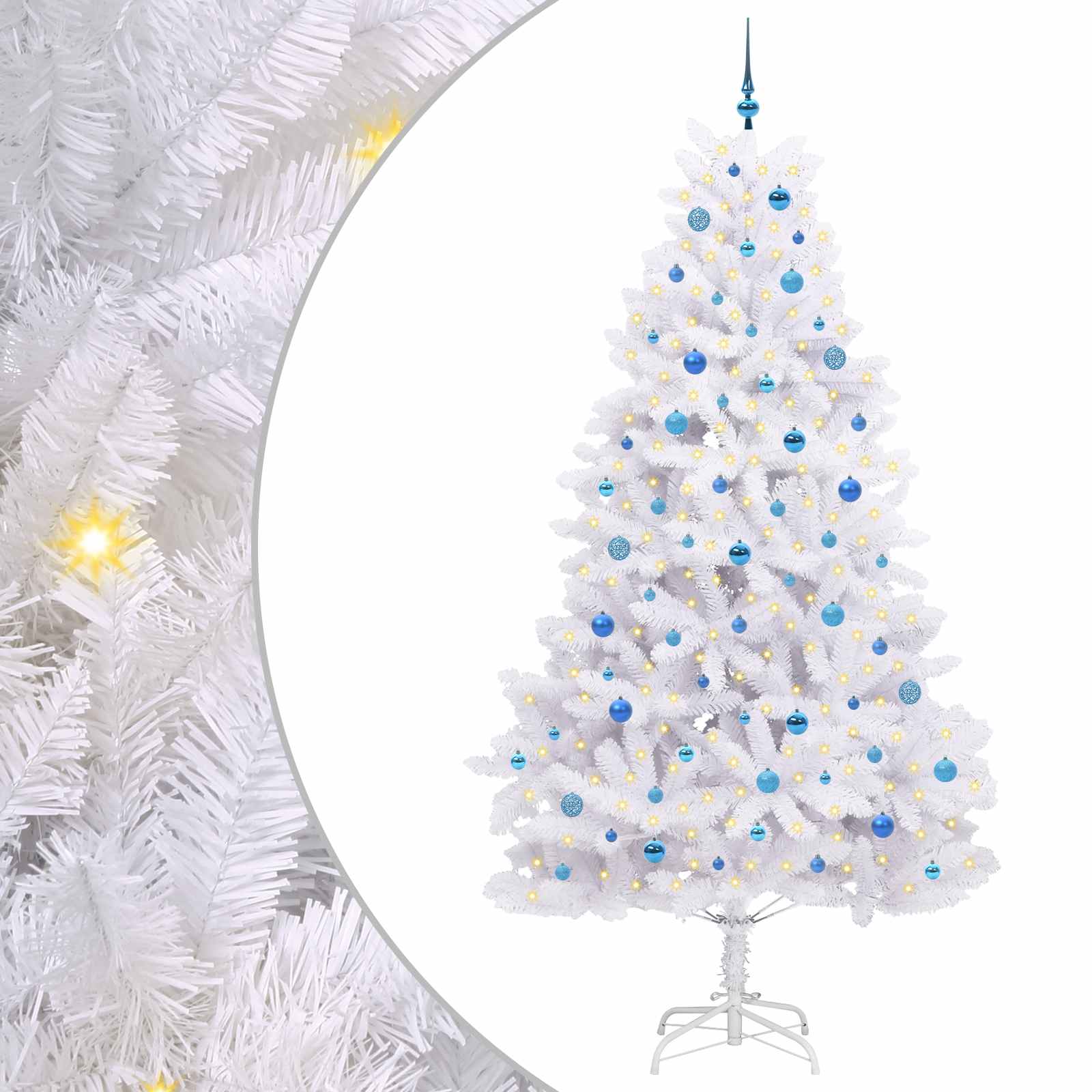 vidaXL Artificial Hinged Christmas Tree White 240 cm PVC and Steel - 52769