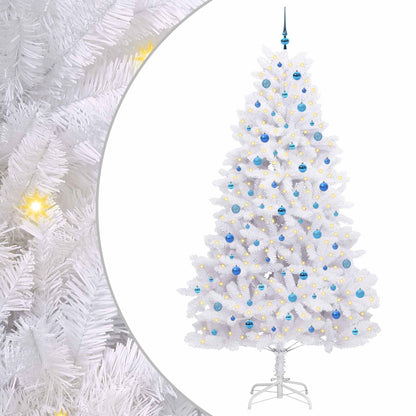 vidaXL Artificial Hinged Christmas Tree White 240 cm PVC and Steel - 52769