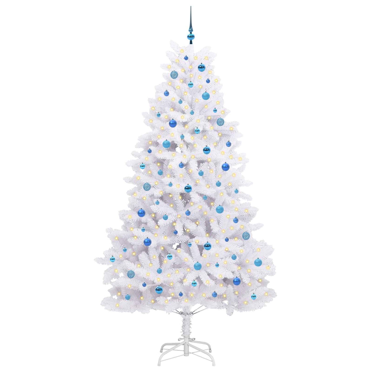 vidaXL Artificial Hinged Christmas Tree White 240 cm PVC and Steel - 52769