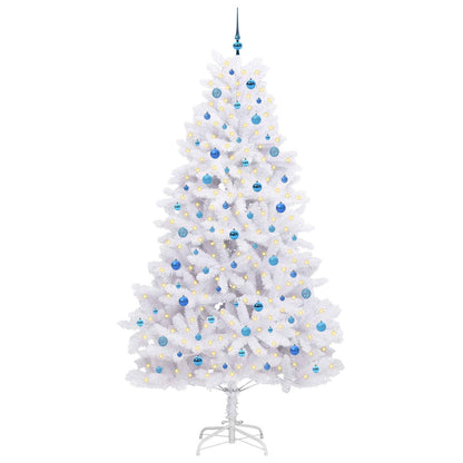 vidaXL Artificial Hinged Christmas Tree White 240 cm PVC and Steel - 52769