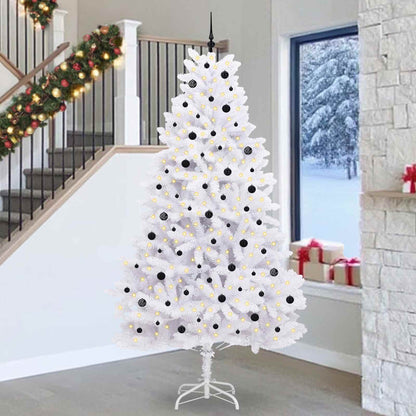 vidaXL Artificial Hinged Christmas Tree White 270 cm PVC and Steel - 52774