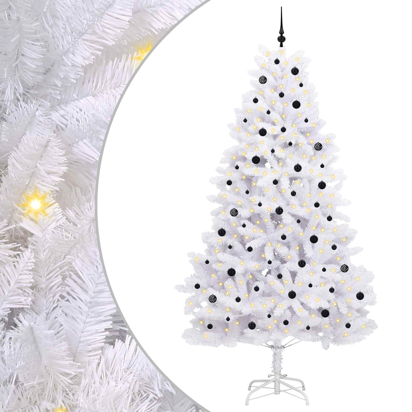 vidaXL Artificial Hinged Christmas Tree White 270 cm PVC and Steel - 52774