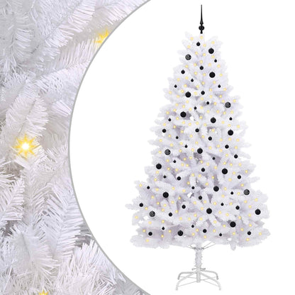 vidaXL Artificial Hinged Christmas Tree White 270 cm PVC and Steel - 52774