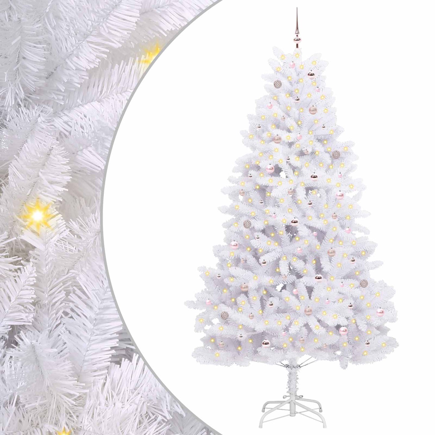vidaXL Artificial Hinged Christmas Tree White 270 cm PVC and Steel - 52787
