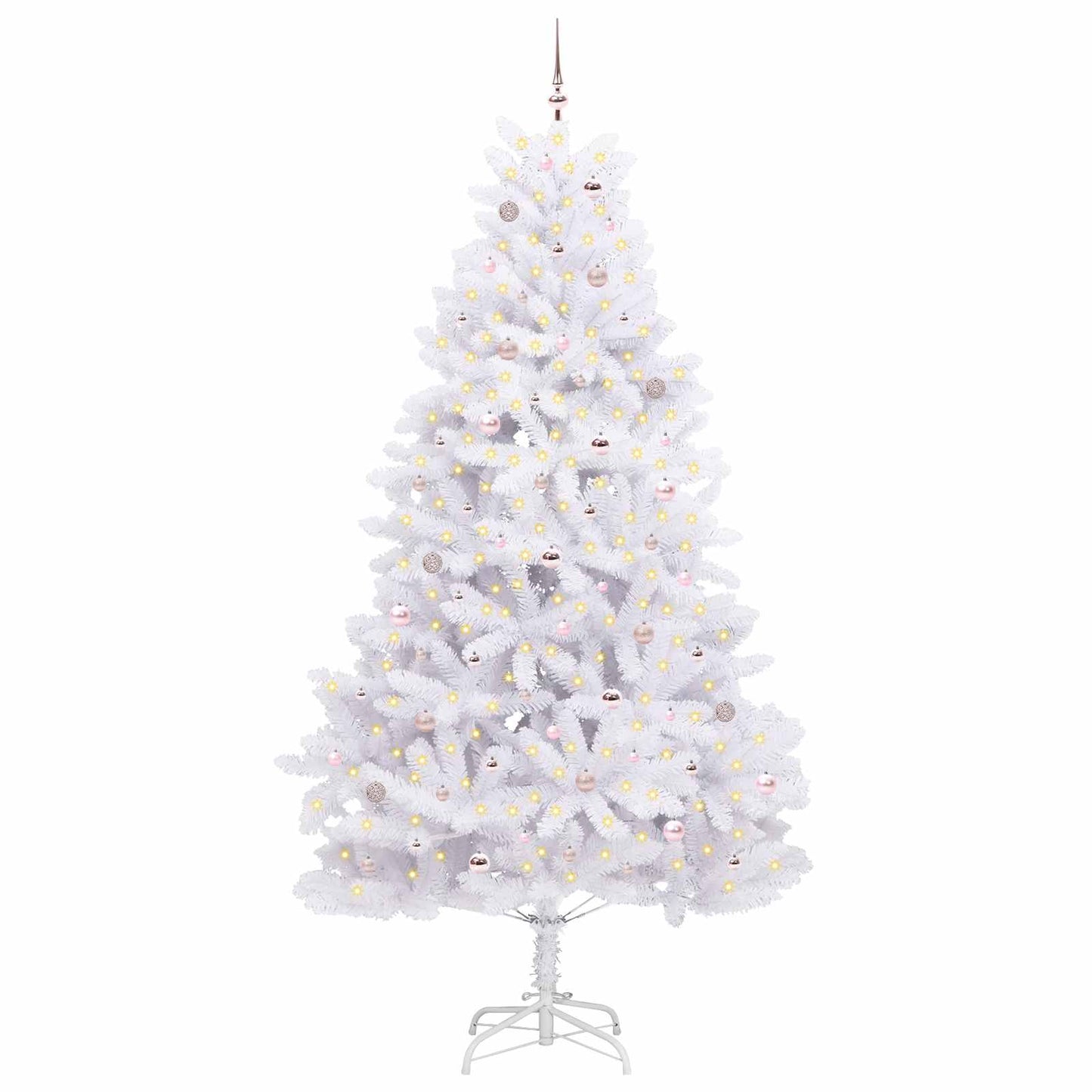 vidaXL Artificial Hinged Christmas Tree White 270 cm PVC and Steel - 52787
