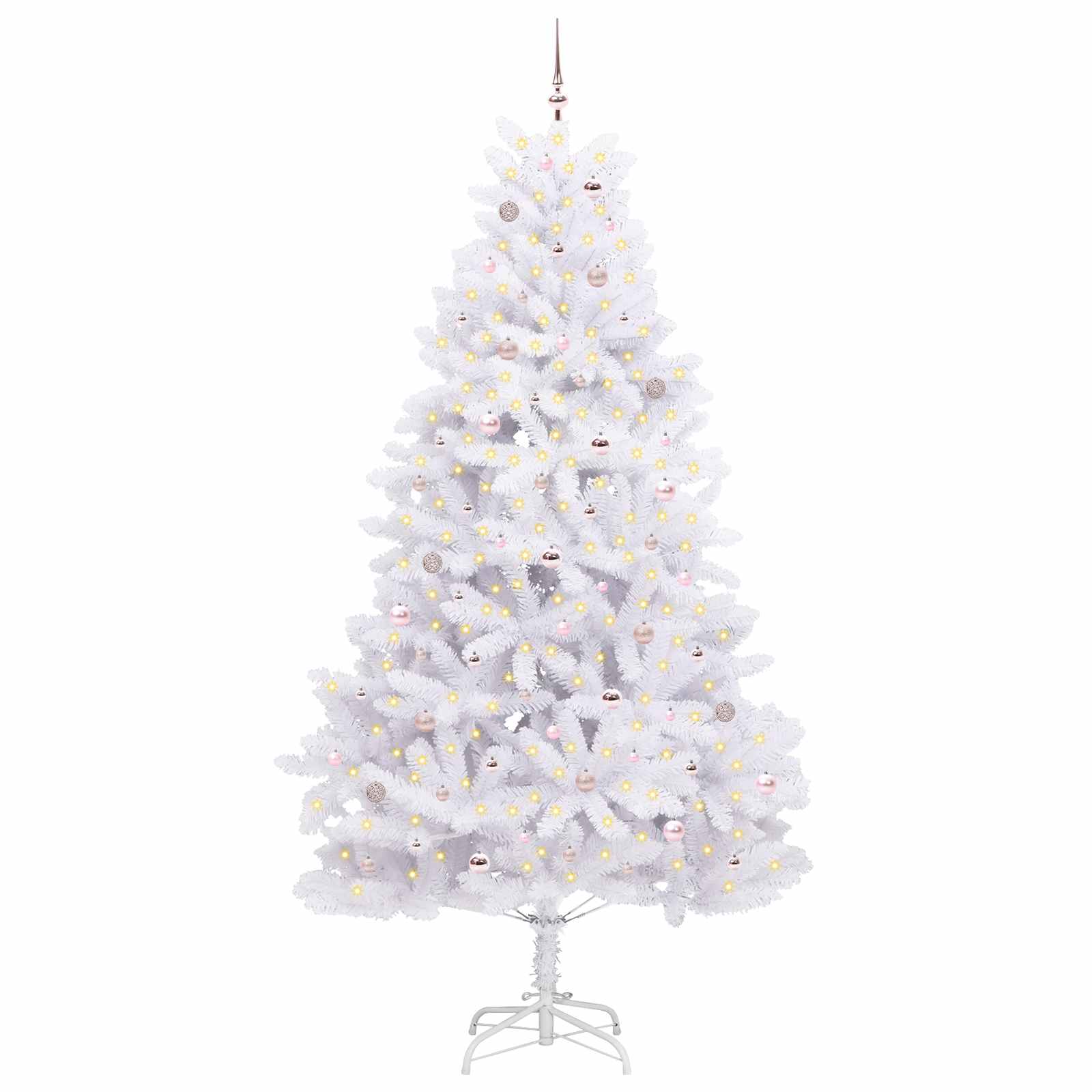 vidaXL Artificial Hinged Christmas Tree White 270 cm PVC and Steel - 52787