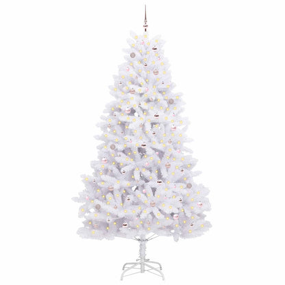 vidaXL Artificial Hinged Christmas Tree White 270 cm PVC and Steel - 52787