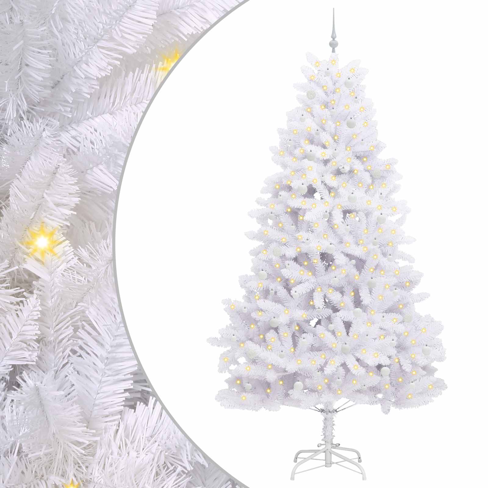vidaXL Artificial Hinged Christmas Tree White 270 cm PVC and Steel - 52788