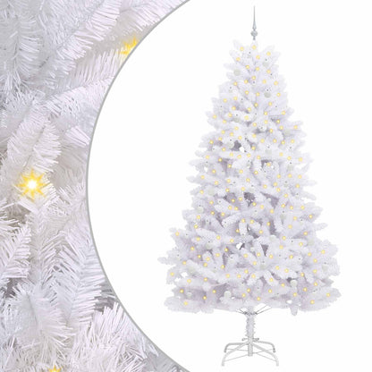 vidaXL Artificial Hinged Christmas Tree White 270 cm PVC and Steel - 52788