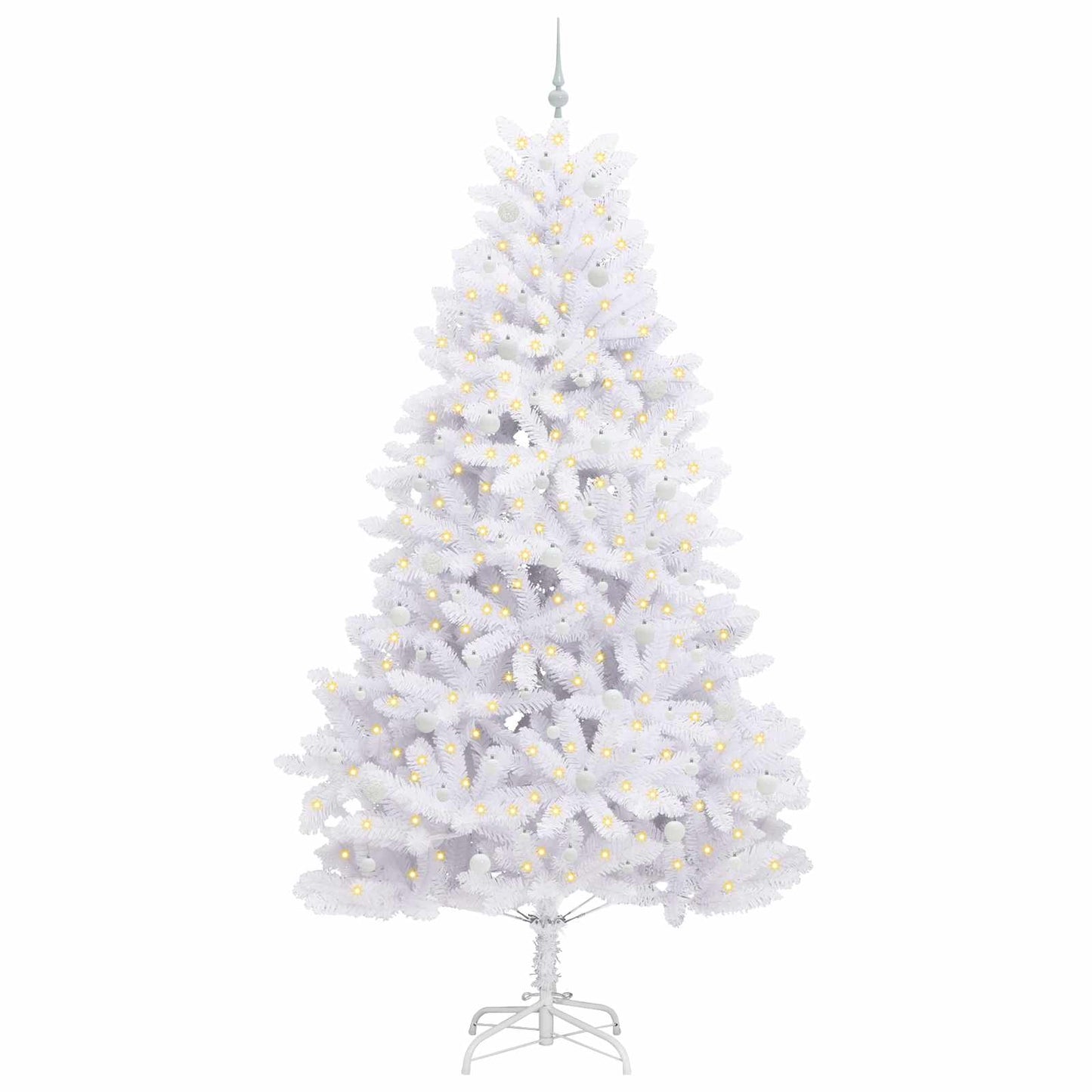 vidaXL Artificial Hinged Christmas Tree White 270 cm PVC and Steel - 52788