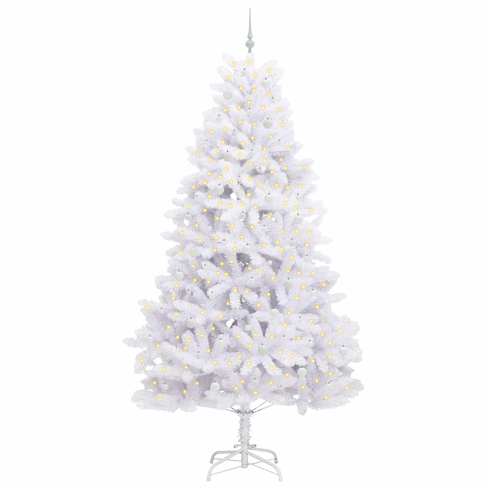 vidaXL Artificial Hinged Christmas Tree White 270 cm PVC and Steel - 52788
