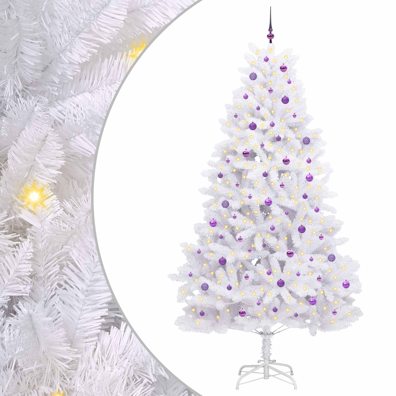 vidaXL Artificial Hinged Christmas Tree White 270 cm PVC and Steel - 52790