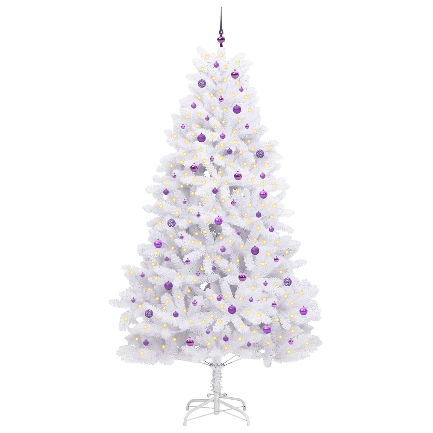 vidaXL Artificial Hinged Christmas Tree White 270 cm PVC and Steel - 52790
