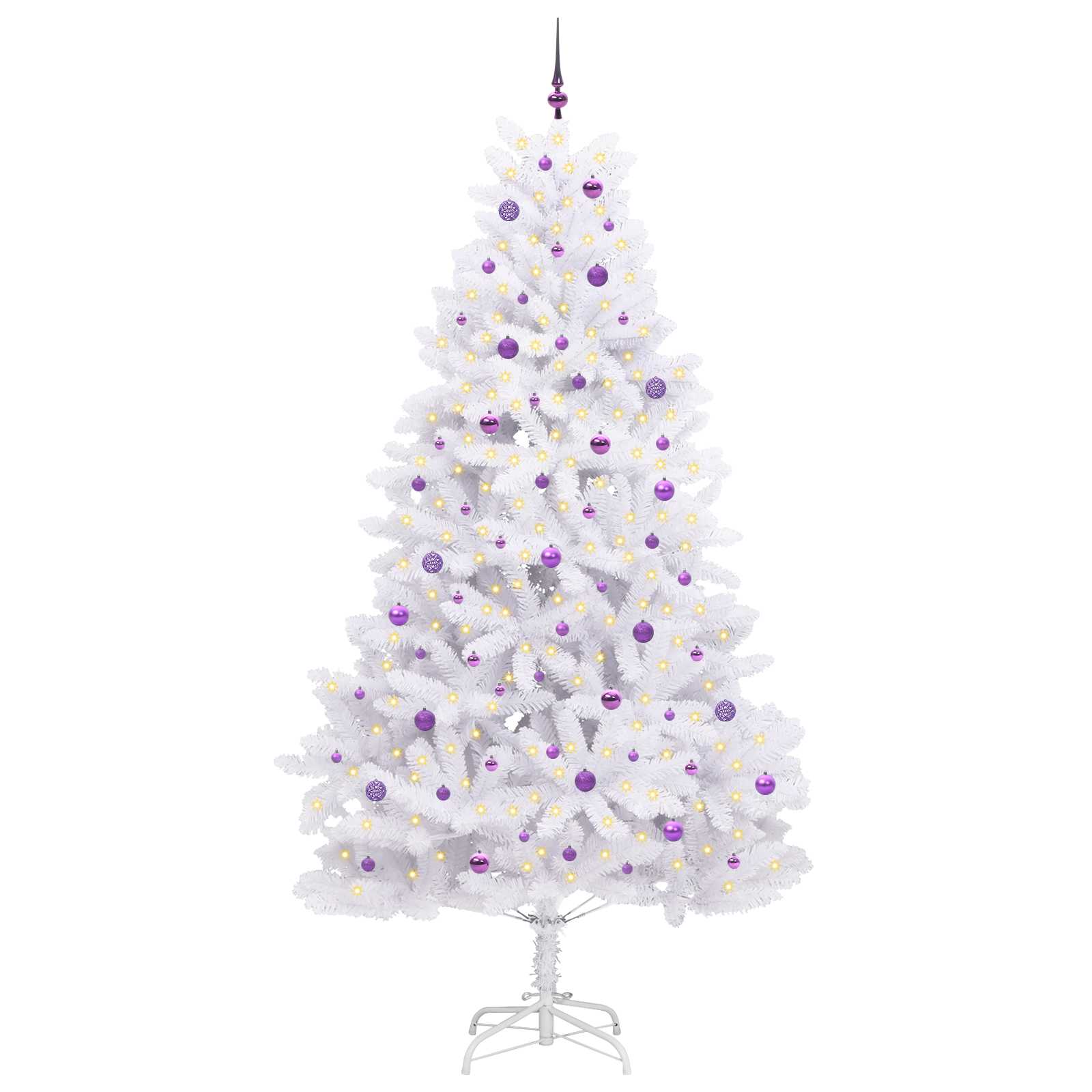 vidaXL Artificial Hinged Christmas Tree White 270 cm PVC and Steel - 52790
