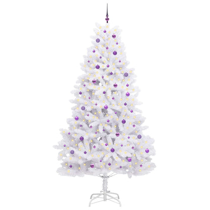 vidaXL Artificial Hinged Christmas Tree White 270 cm PVC and Steel - 52790