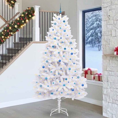 vidaXL Artificial Hinged Christmas Tree White 270 cm PVC and Steel - 52799