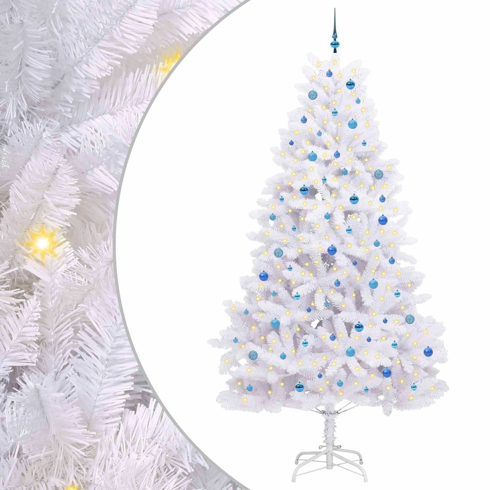 vidaXL Artificial Hinged Christmas Tree White 270 cm PVC and Steel - 52799