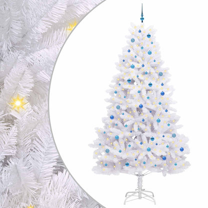 vidaXL Artificial Hinged Christmas Tree White 270 cm PVC and Steel - 52799