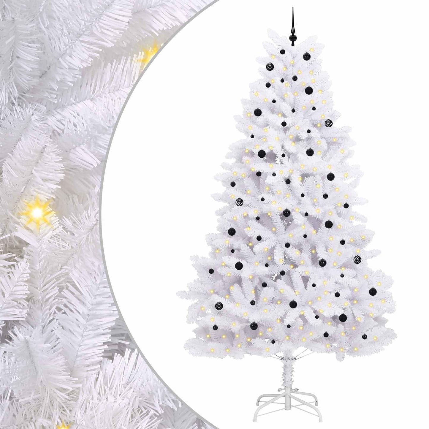 vidaXL Artificial Hinged Christmas Tree White 300 cm PVC and Steel - 52800