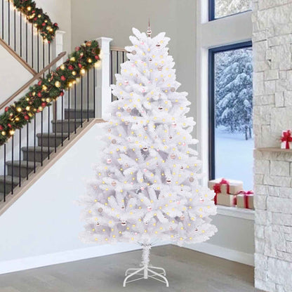 vidaXL Artificial Hinged Christmas Tree White 300 cm PVC and Steel - 52807