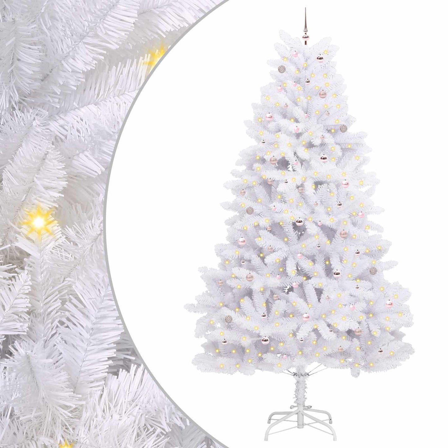 vidaXL Artificial Hinged Christmas Tree White 300 cm PVC and Steel - 52807