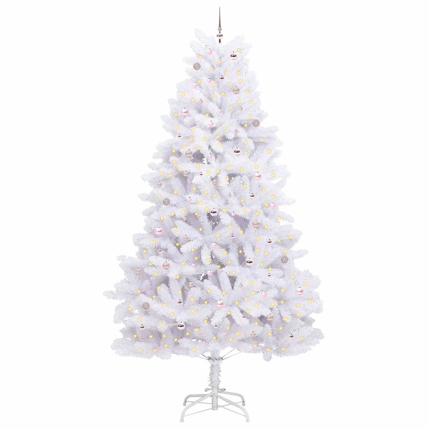 vidaXL Artificial Hinged Christmas Tree White 300 cm PVC and Steel - 52807