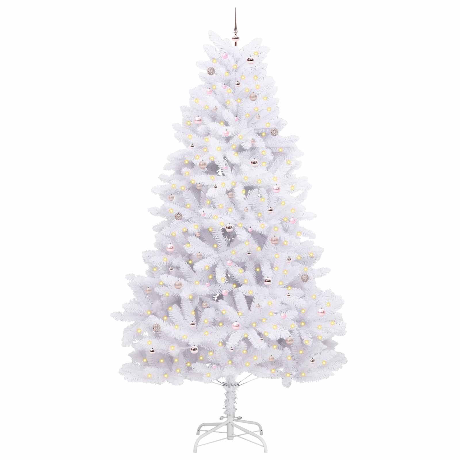 vidaXL Artificial Hinged Christmas Tree White 300 cm PVC and Steel - 52807