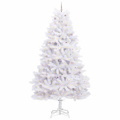 vidaXL Artificial Hinged Christmas Tree White 300 cm PVC and Steel - 52807