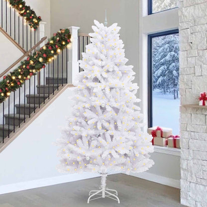 vidaXL Artificial Hinged Christmas Tree White 300 cm PVC and Steel - 52820