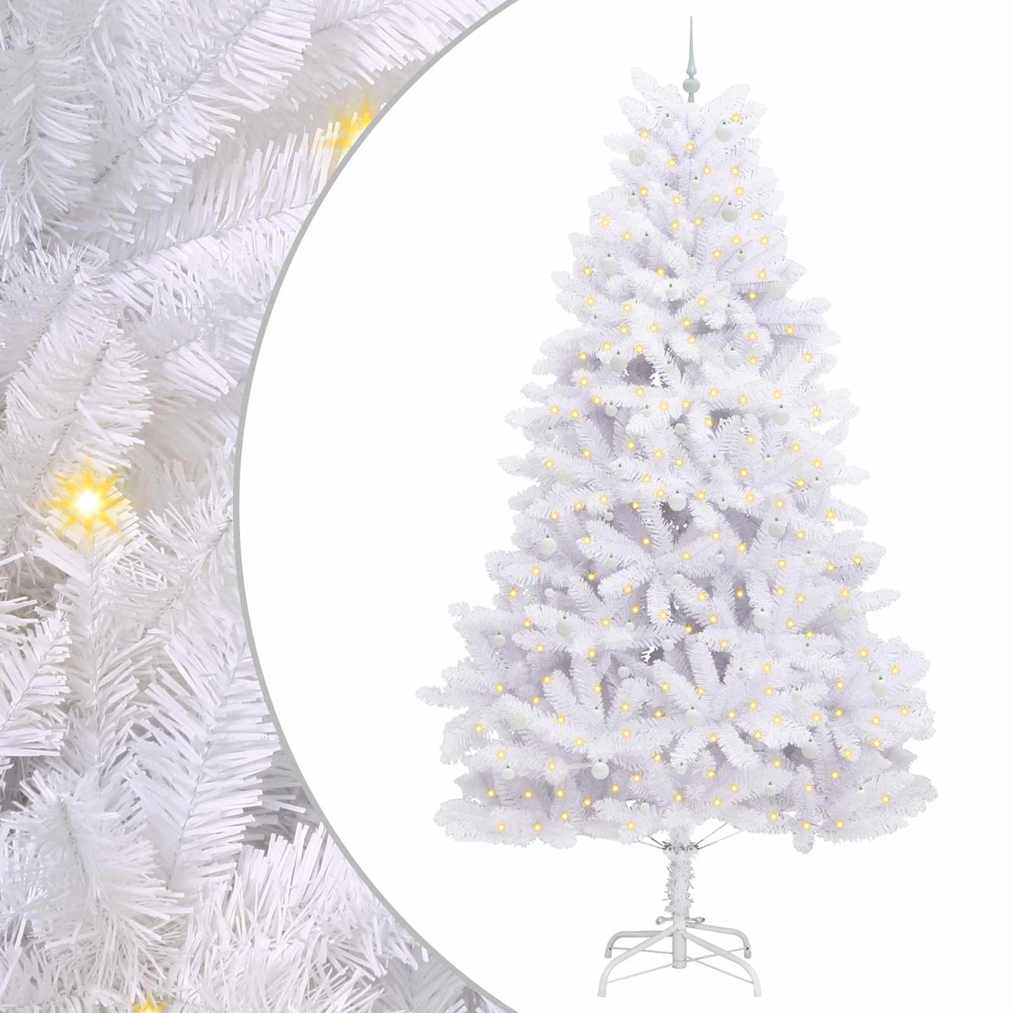 vidaXL Artificial Hinged Christmas Tree White 300 cm PVC and Steel - 52820