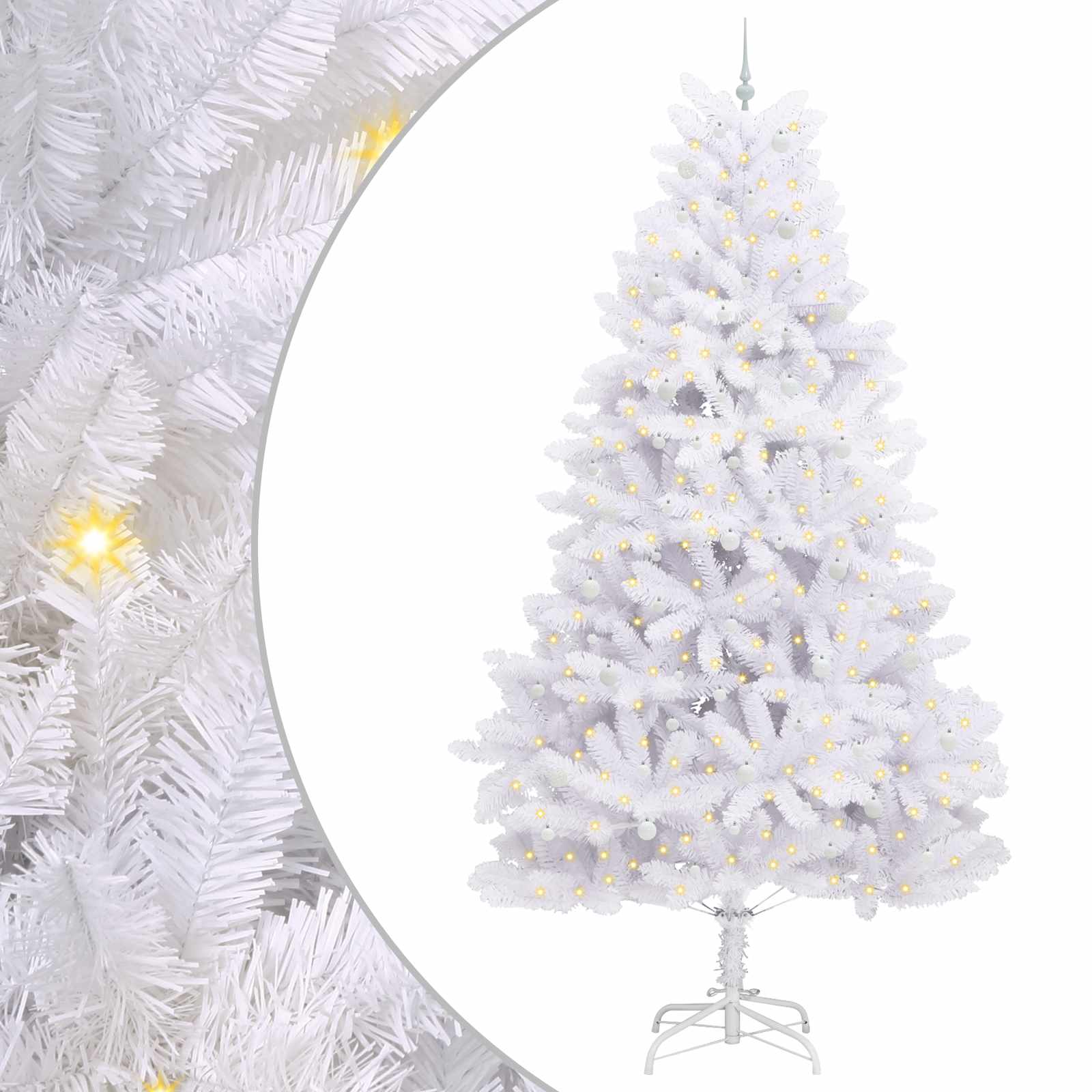 vidaXL Artificial Hinged Christmas Tree White 300 cm PVC and Steel - 52820