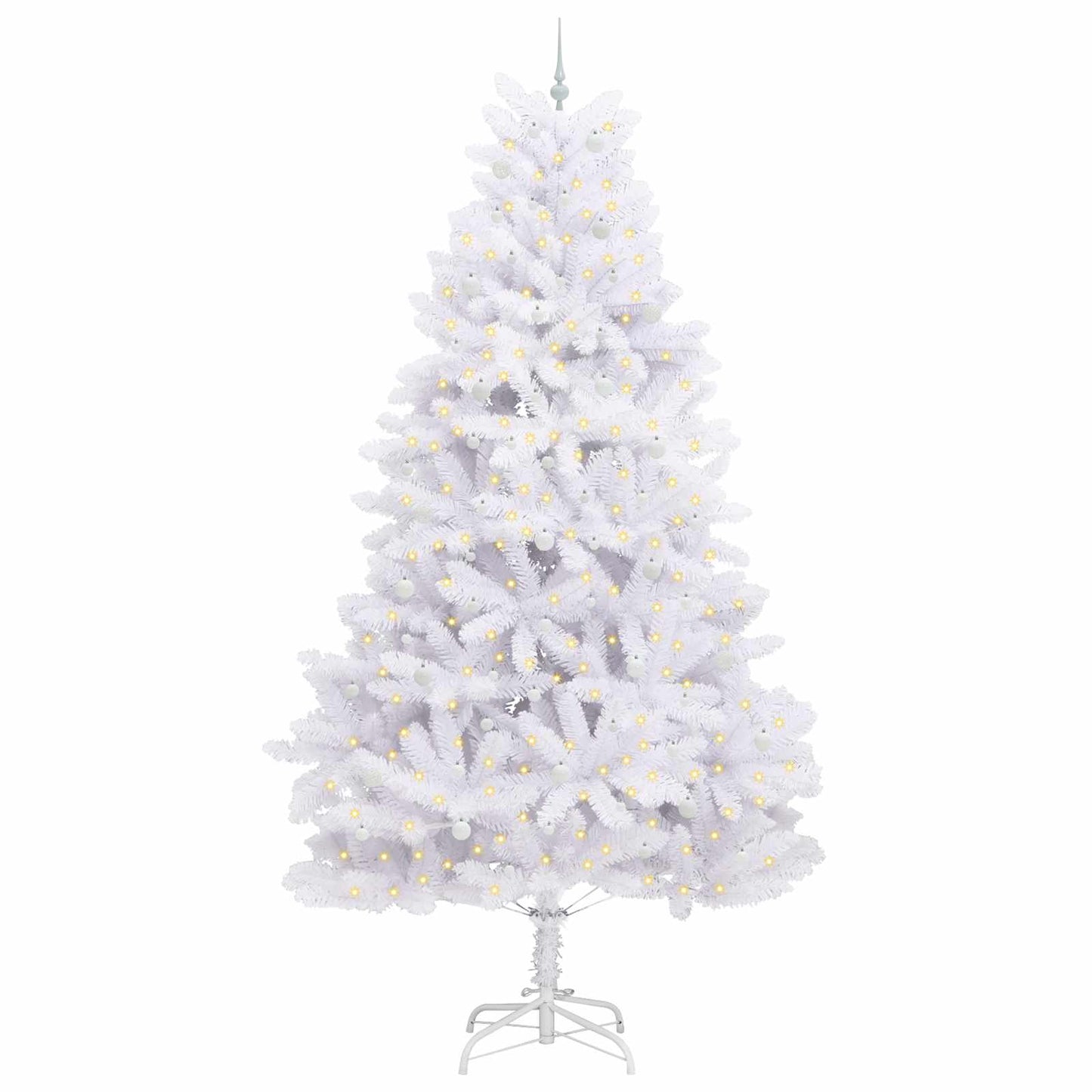 vidaXL Artificial Hinged Christmas Tree White 300 cm PVC and Steel - 52820