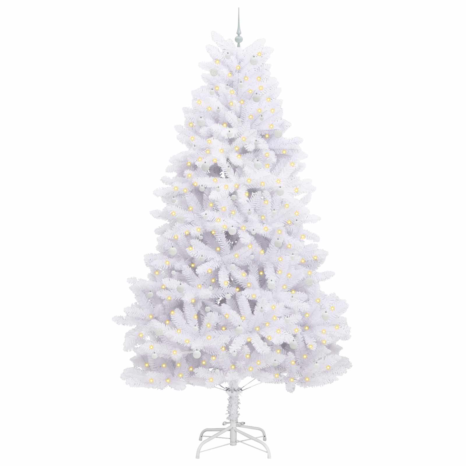 vidaXL Artificial Hinged Christmas Tree White 300 cm PVC and Steel - 52820