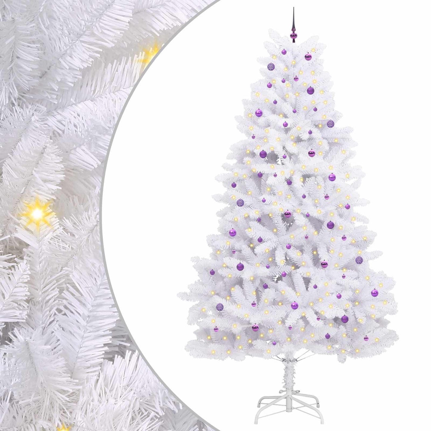 vidaXL Artificial Hinged Christmas Tree White 300 cm PVC and Steel - 52821